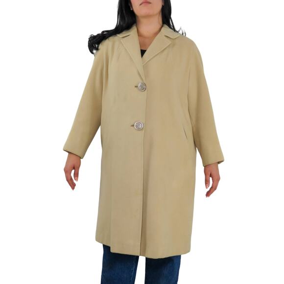 Jordan Marsh 1970s Beige Cream Vintage Cashmere Peacoat Long Coat Large - Picture 11 of 13